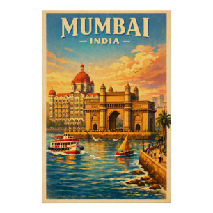Mumbai, India, in klassieke retro-stijl Perfect Poster