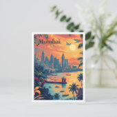 Mumbai India  Kunst Reizen Illustratie Briefkaart (Staand voorkant)