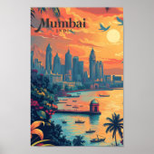 Mumbai India  Kunst Reizen Illustratie Poster (Voorkant)