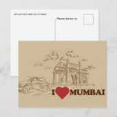  Mumbai, India Reizen waterverf Toerisme Briefkaart (Voorkant / Achterkant)