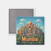 Mumbai India Stad Reis Souvenir 🗺️ Magneet (Voorkant / Achterkant)