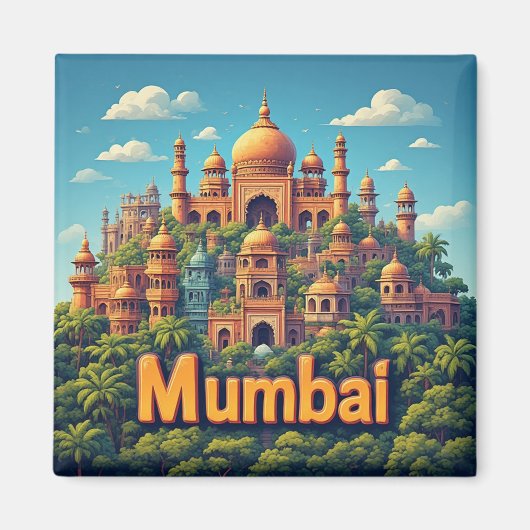 Mumbai India Stad Reis Souvenir 🗺️ Magneet (Voorkant)