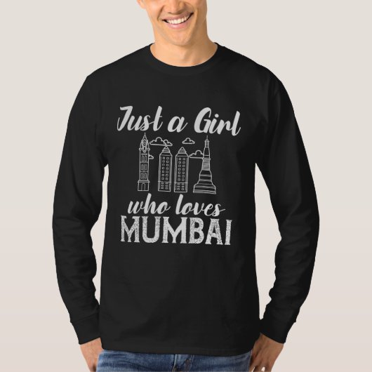 Mumbai India Stad Silhouet Reis T-shirt (Voorkant)