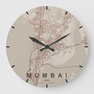 Mumbai India Stadkaart Minimalistisch Grote Klok