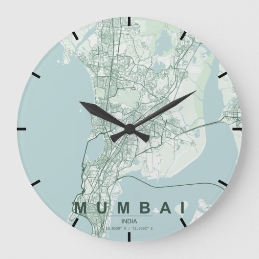 Mumbai India Stadkaart Minimalistisch Grote Klok (Voorkant)
