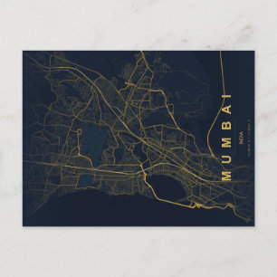 Mumbai India Stadkaart Minimalistisch Ontwerp Briefkaart