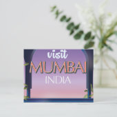 Mumbai India vintage stijl reisposter Briefkaart (Staand voorkant)