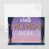 Mumbai India vintage stijl reisposter Briefkaart (Voorkant / Achterkant)