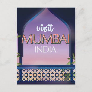 Mumbai India vintage stijl reisposter Briefkaart