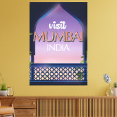 Mumbai India vintage stijl reisposter Canvas Afdruk (Insitu (Woonkamer))