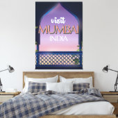 Mumbai India vintage stijl reisposter Canvas Afdruk (Insitu (Slaapkamer))