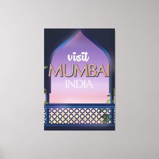 Mumbai India vintage stijl reisposter Canvas Afdruk (Voorkant)