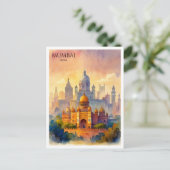 Mumbai India Waterverf Briefkaart | reissouvenir (Staand voorkant)