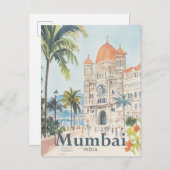 Mumbai India Waterverf Schilderij Reizen Briefkaart (Voorkant / Achterkant)