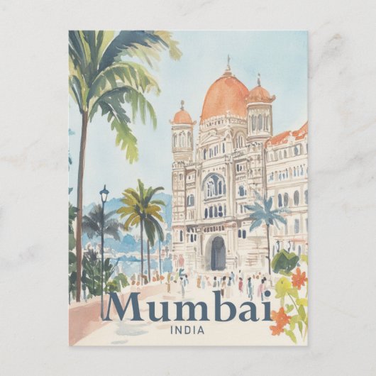 Mumbai India Waterverf Schilderij Reizen Briefkaart (Voorkant)