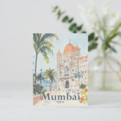 Mumbai India Waterverf Schilderij Reizen Briefkaart (Staand voorkant)