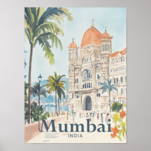 Mumbai India Waterverf Schilderij Reizen Poster