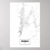Mumbai, India (zwart op wit) Poster (Voorkant)
