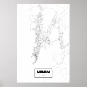 Mumbai, India (zwart op wit) Poster