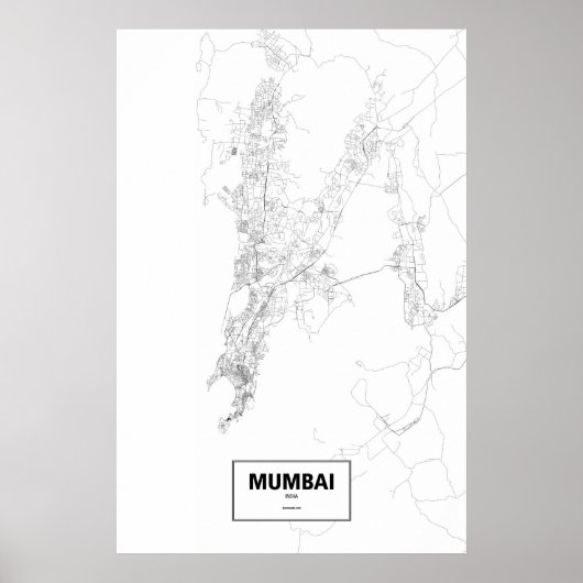 Mumbai, India (zwart op wit) Poster (Voorkant)