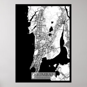 Mumbai Maharashtra Kaart Poster