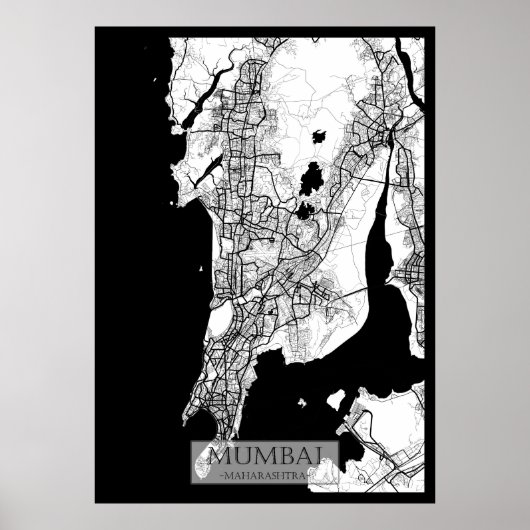 Mumbai Maharashtra Kaart Poster (Voorkant)