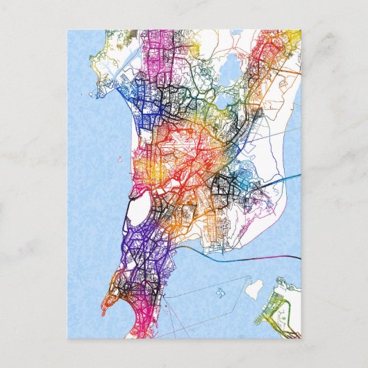 Mumbai Maharashtra Stadsplattegrond Briefkaart (Voorkant)