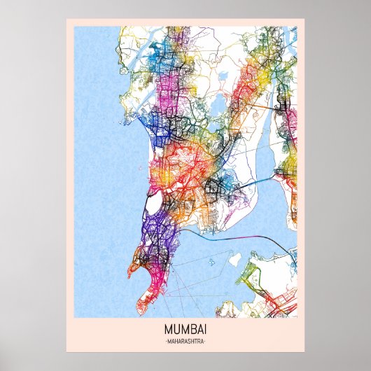 Mumbai Maharashtra Stadsplattegrond Poster (Voorkant)