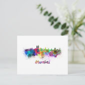 Mumbai skyline in waterverf briefkaart (Staand voorkant)