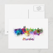 Mumbai skyline in waterverf briefkaart (Voorkant / Achterkant)