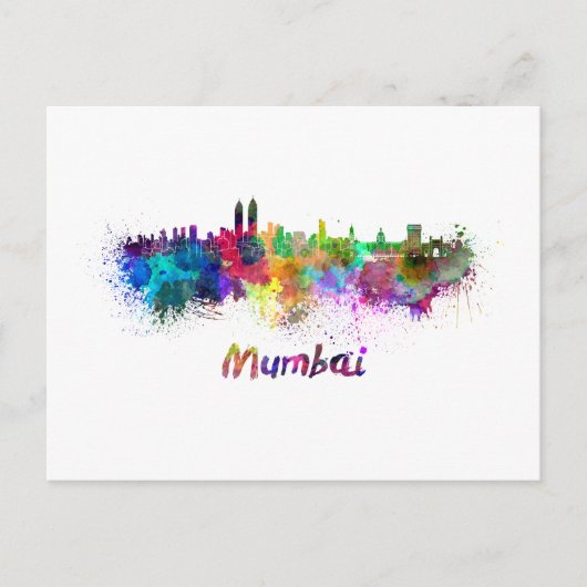 Mumbai skyline in waterverf briefkaart (Voorkant)