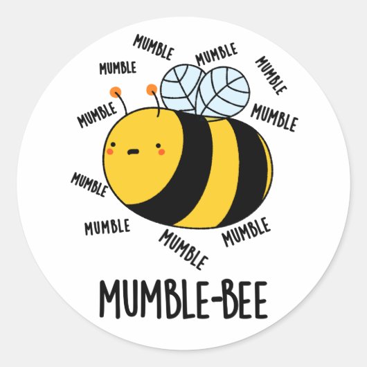 Mumble bee Funny Insect Pun Ronde Sticker (Voorkant)
