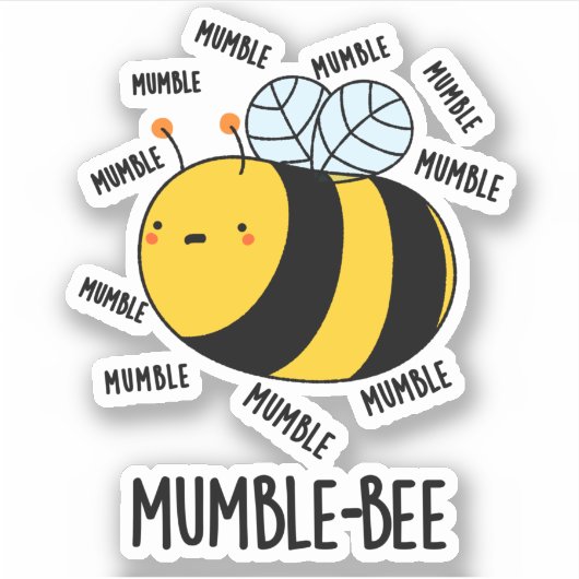 Mumble bee Funny Insect Pun Sticker (Voorkant)