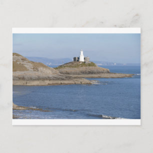 Mumbles vuurtoren, luchtbellen briefkaart