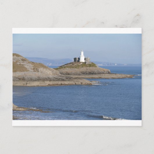 Mumbles vuurtoren, luchtbellen briefkaart (Voorkant)