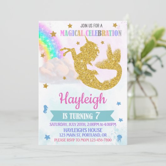 Mumicorn verjaardagsuitnodiging Magical unicorn gi Kaart (Staand voorkant)