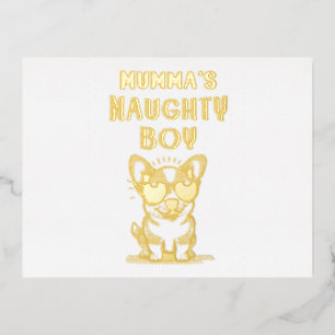 Mumma's Naughty Boy Dogs Best Gift on Moederdag Folie Uitnodiging Briefkaart