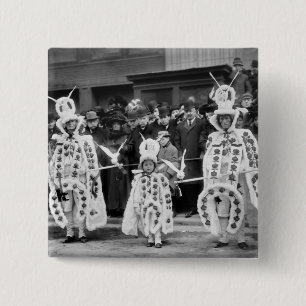Mummers Parade, New Years Day, 1909 Vierkante Button 5,1 Cm