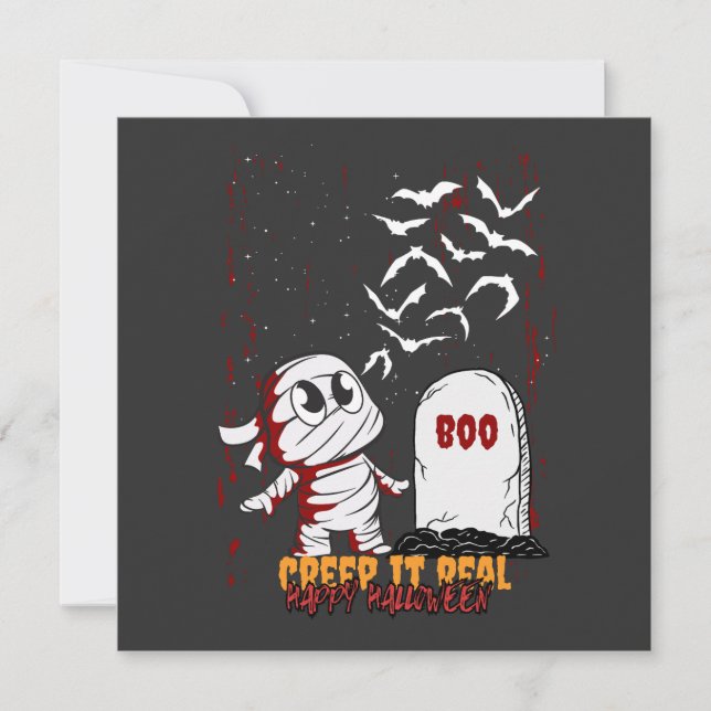 Mummie bij graf Boe Halloween (Voorkant)