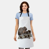 Mummie en baby capibara's, schort (Gedragen)