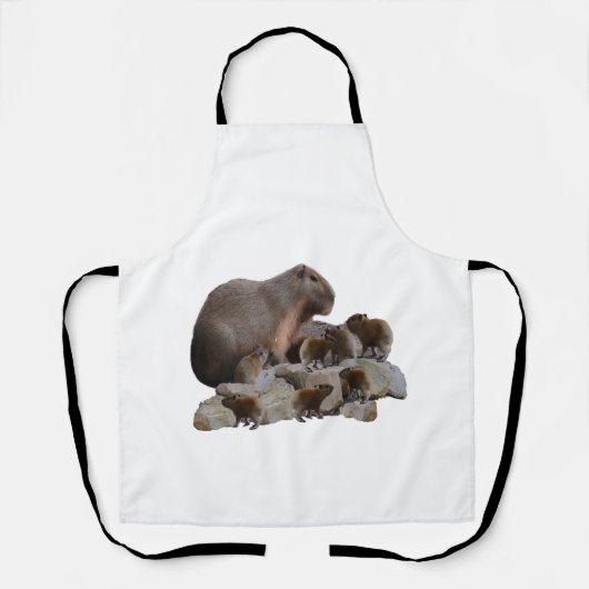 Mummie en baby capibara's, schort (Voorkant)
