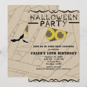Mummie Kraft Papier Look Halloween Kostuum Feest Kaart