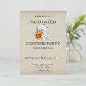 Mummie met Jack-O' Lantern Vintage Halloween Kaart (Staand voorkant)