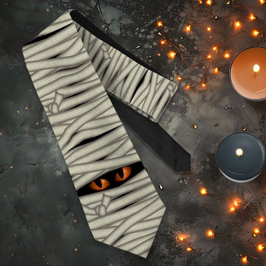 Mummie Ogen Halloween Oranje ID685 Stropdas
