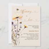 Mummie om bij wilde bloem geel beige baby shower kaart (Voorkant)