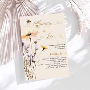Mummie om bij wilde bloem geel beige baby shower kaart