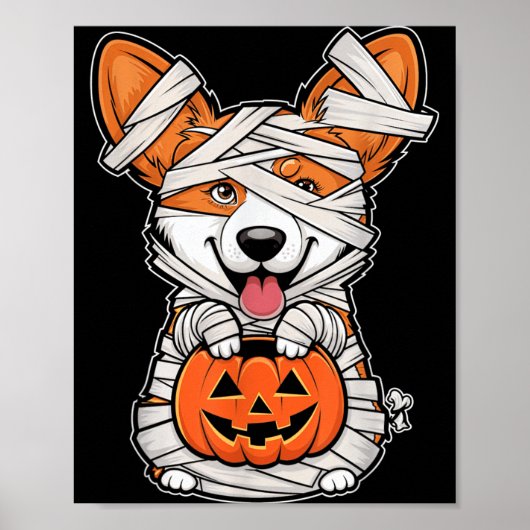 Mummie Pompoen Halloween Huisdier Hond Poster (Voorkant)