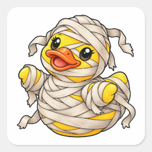 Mummie Rubber Eend Halloween Kostuum Vierkante Sticker