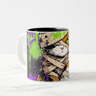 Mummie Schotse Kat Halloween Tweekleurige Koffiemok