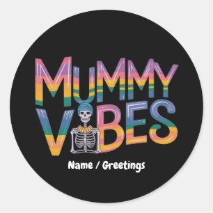 Mummie Vibe: Breng Griezels Feest naar Halloween  Ronde Sticker